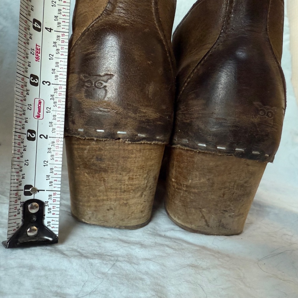 Sandgrens Sweden Chukka High Heel Clog Lace-Up Nubuck Wood Heel Size 38 - Picture 4 of 7